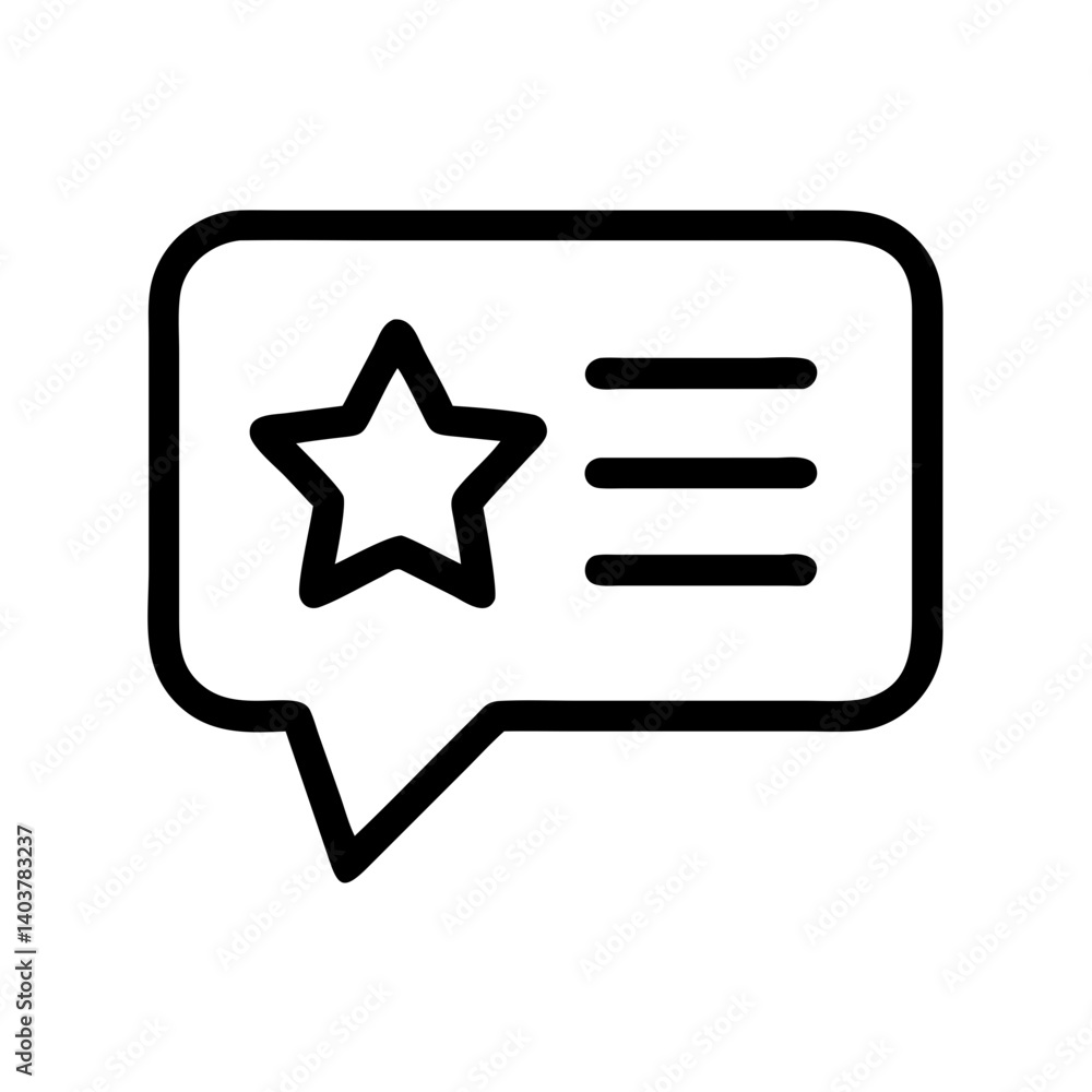 Speech Bubble with Star Icon Representing Rated Feedback and Reviews Speech Bubble with Star Icon Representing Rated Feedback and Reviews