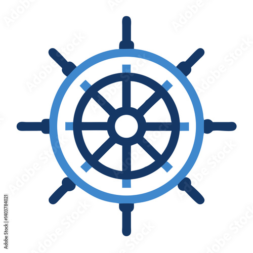 Steering Wheel Icon Representing Nautical Navigation and Maritime Travel