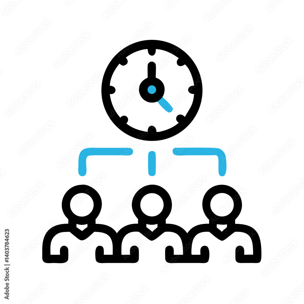 Team with Clock Icon Representing Time Management and Group Scheduling Team with Clock Icon Representing Time Management and Group Scheduling