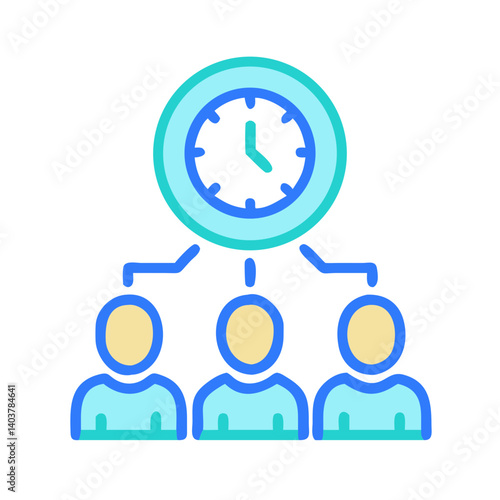 Team with Clock Icon Representing Time Management and Group Scheduling
