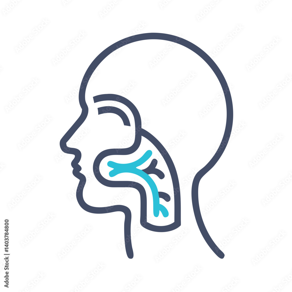 Obraz premium Throat Anatomy Icon Representing Respiratory System and Airway Function