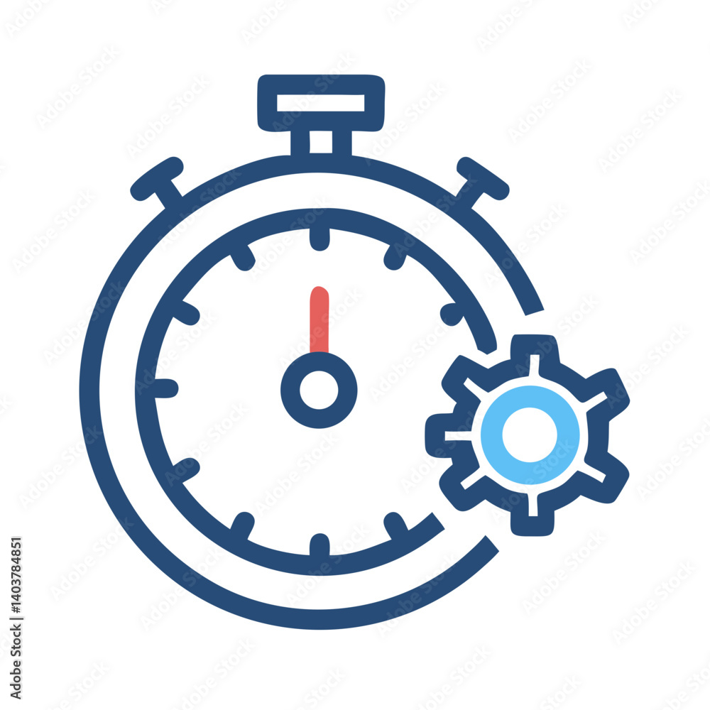 Timer with Gear Icon Representing Performance Optimization and Time Management Timer with Gear Icon Representing Performance Optimization and Time Management