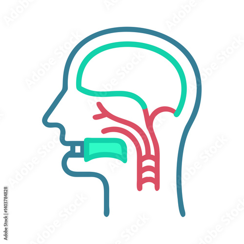 Throat Anatomy Icon Representing Respiratory System and Airway Function