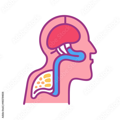 Throat Anatomy Icon Representing Respiratory System and Airway Function