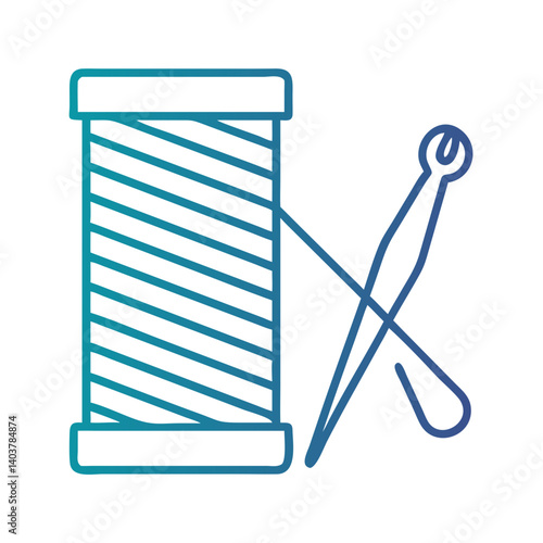 Thread Spool and Needle Icon Representing Textile Craft and Sewing