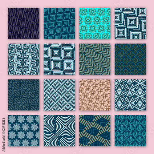 Vector pretty pastel seamless patterns. Endless texture for wallpaper,  Geometric pattern collection