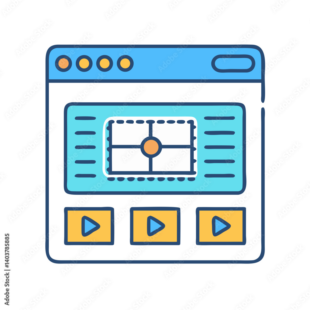 Video Timeline Interface Icon Representing Multimedia Editing and Content Sequencing