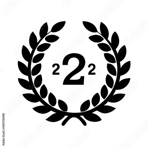 Wreath with Number Two Icon Representing Second Place Achievement or Ranking