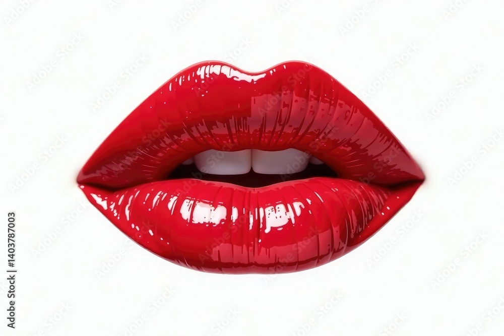 Bold red lipstick smear against pure white backdrop , minimal, red lipstick Bold red lipstick smear against pure white backdrop , minimal, red lipstick
