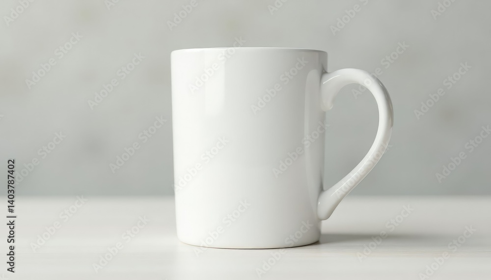 Obraz premium Classic white mug, handle visible, clean background, element, template, material