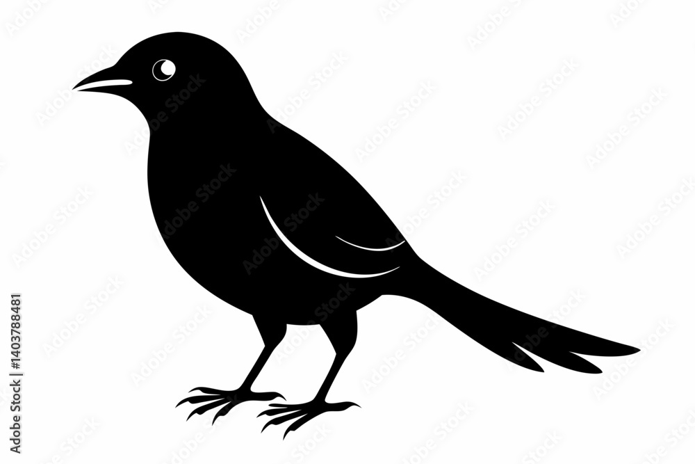 Obraz premium white bell bird silhouette black vector