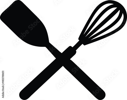 Crossed Rolling Pin and Whisk Kitchen Utensils Icon