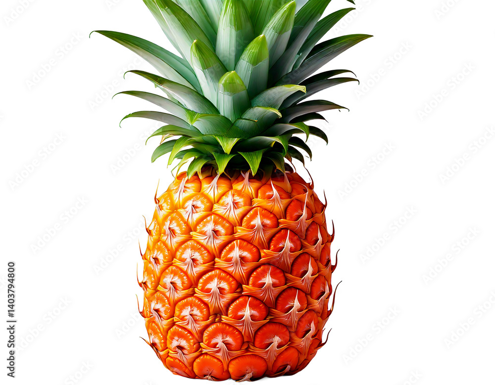 Fototapeta premium Pineapple ananas . Clipart PNG image . Transparent background . Cartoon vector style . Generative AI 