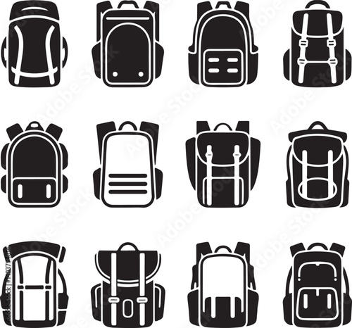 Backpacks silhouette, backpack silhouette vector, backpack silhouette clipart, backpacker travel, hiking silhouette, luggage, campfire 