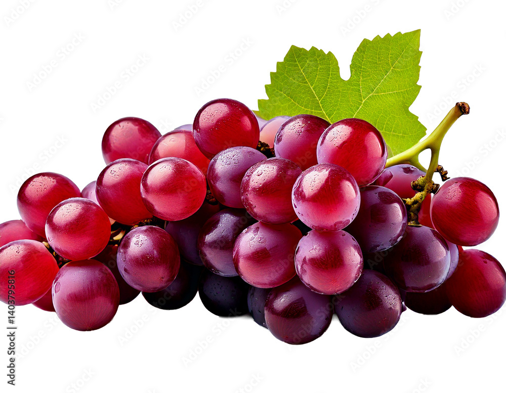 Fototapeta premium red grapes bunch isolated on white background. Generative AI