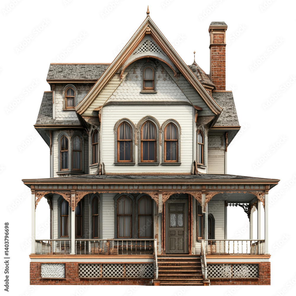 Obraz premium Charming Victorian House with Intricate Architectural Details