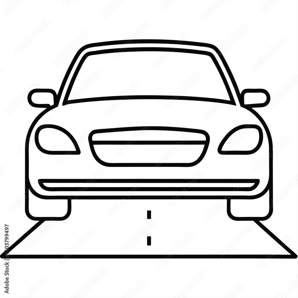 Vector illustration of a car on the road