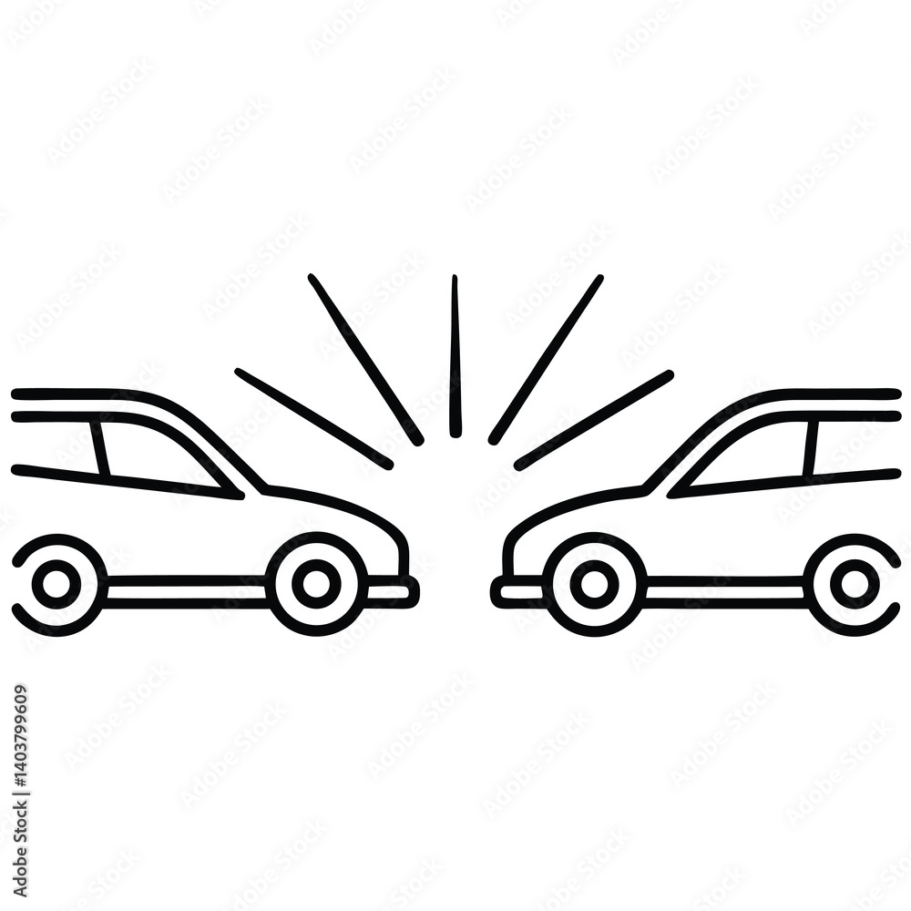 Vector illustration of two car collisions on a white background