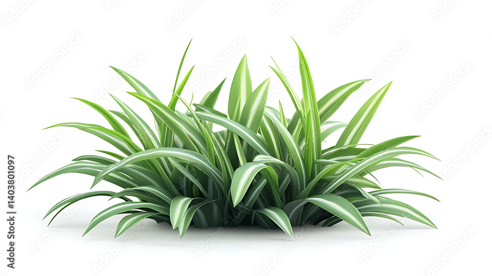 Fototapeta premium Lush green grass clump isolated on white
