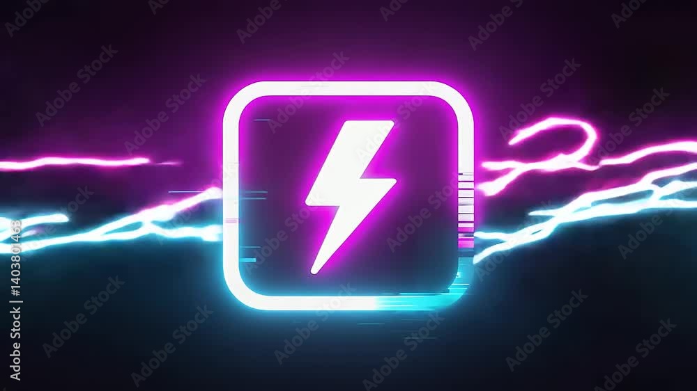 Digital lightning bolt icon with glitch effect. Digital lightning bolt icon with glitch effect.