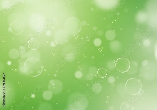 Abstract Green Bokeh Background: Nature Inspired Light Spots and Bubbles