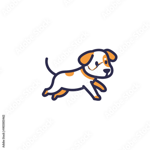 A cute cartoon dog happily jumping