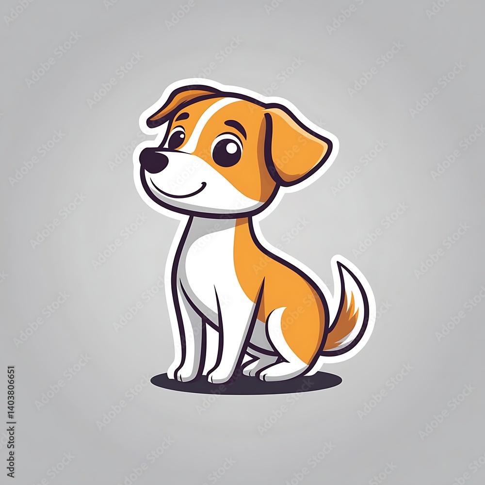 Fototapeta premium Cute dog illustration in minimalist style