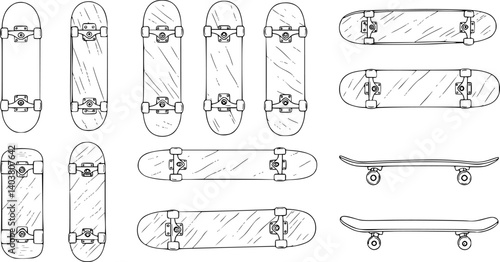 skateboard icon vector surf skate deck logo skating extreme sport character cartoon doodle illustration symbol design clip art
