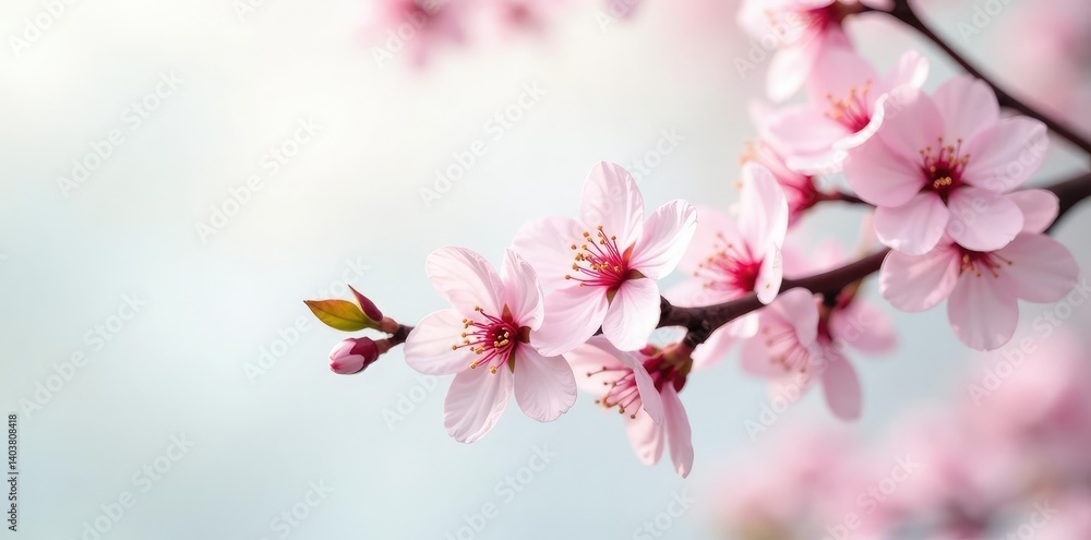 delicate cherry blossom branches in soft focus on white, blossom, petals, flower delicate cherry blossom branches in soft focus on white, blossom, petals, flower