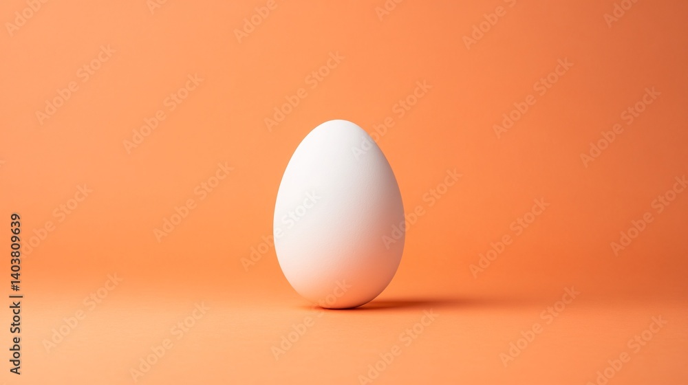 Minimalist White Egg on Orange Background Minimalist White Egg on Orange Background