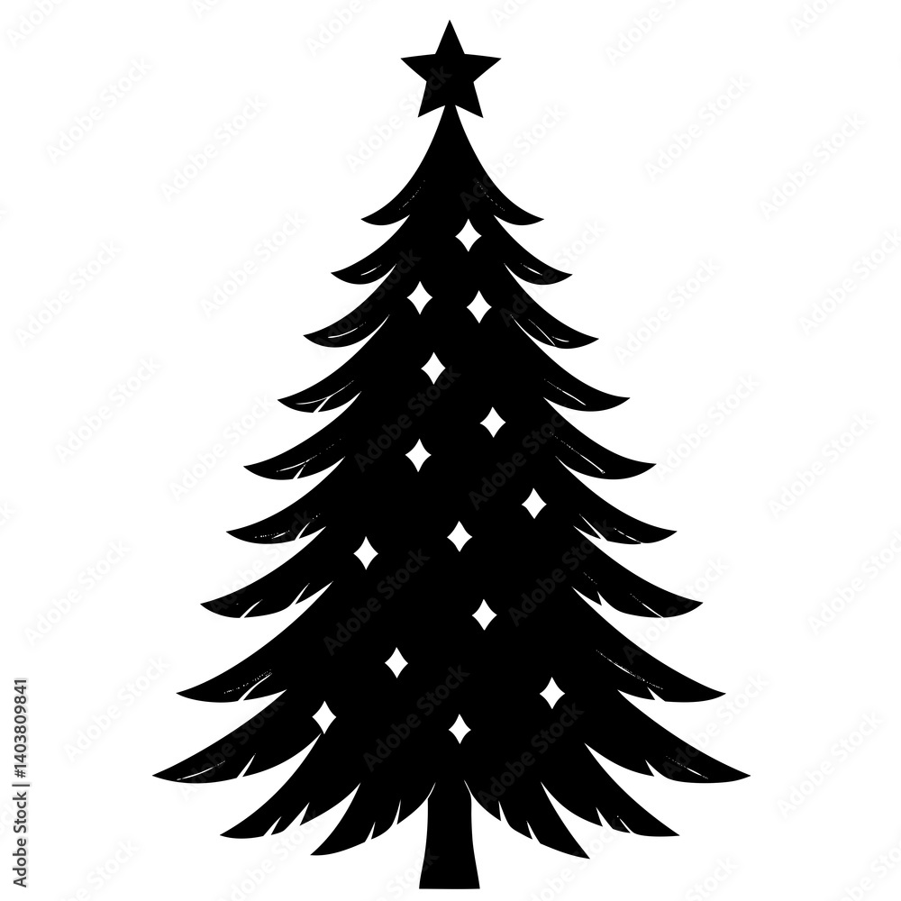 Obraz premium Christmas tree silhouette vector isolated on white background