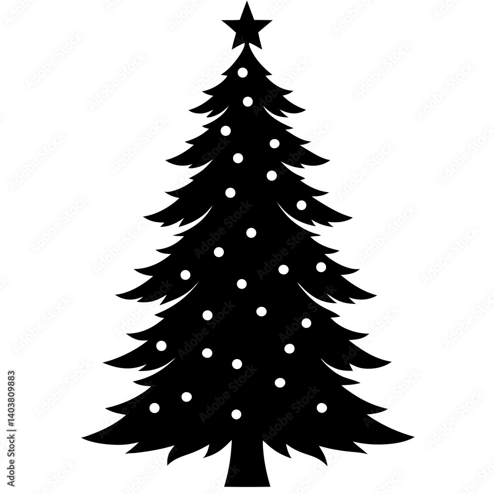 Obraz premium Christmas tree silhouette vector isolated on white background