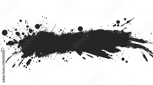 Abstract black ink splash on white background artistic grunge texture for creative design element