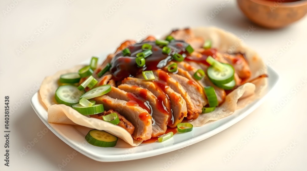 Crispy Peking Duck Slices with Hoisin Sauce and Mandarin Pancakes Crispy Peking Duck Slices with Hoisin Sauce and Mandarin Pancakes