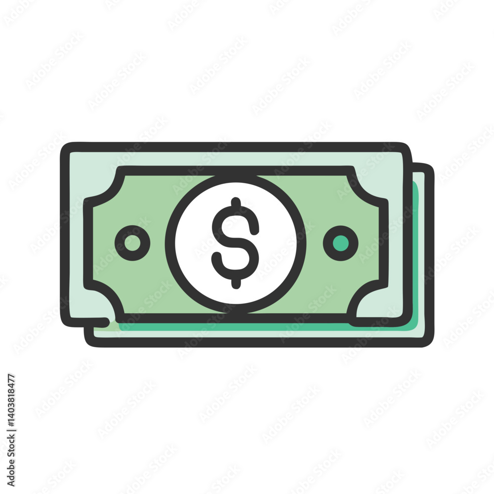 Dollar Bill Icon Representing Money and Financial Transactions Dollar Bill Icon Representing Money and Financial Transactions
