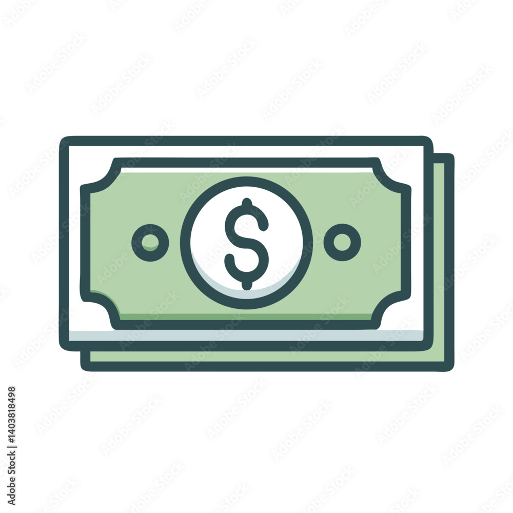 Dollar Bill Icon Representing Money and Financial Transactions Dollar Bill Icon Representing Money and Financial Transactions