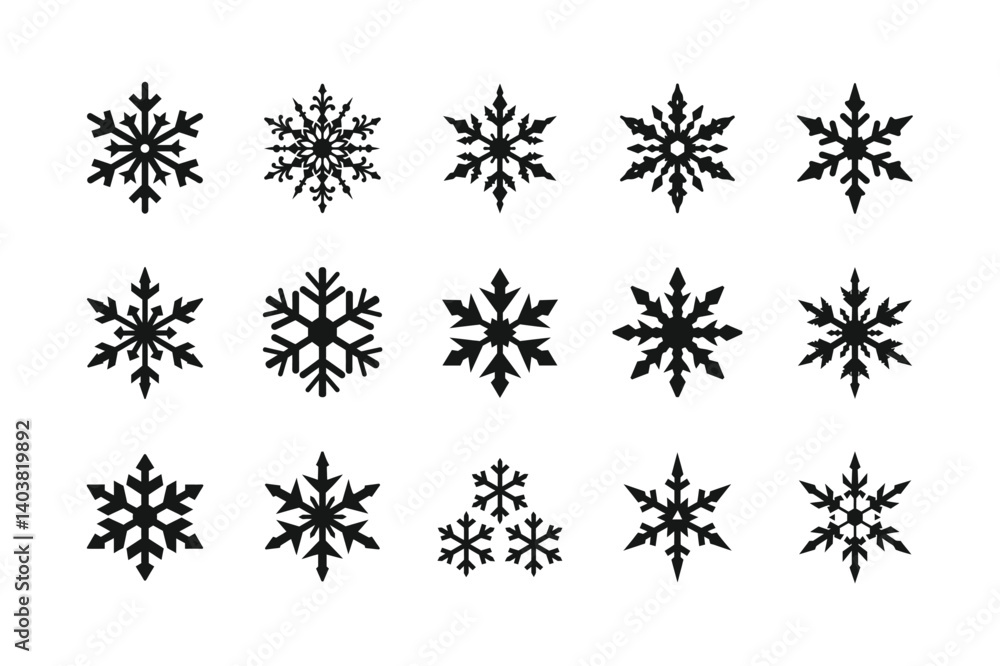 Snowflake silhouette vector bundle illustration Snowflake silhouette vector bundle illustration