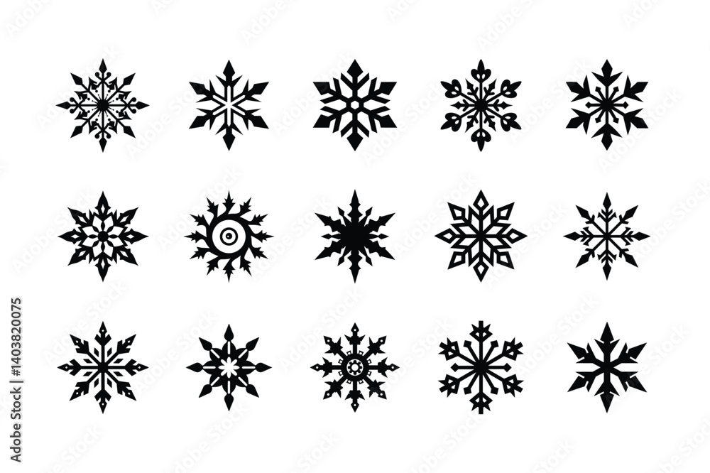 Snowflake silhouette vector bundle illustration Snowflake silhouette vector bundle illustration