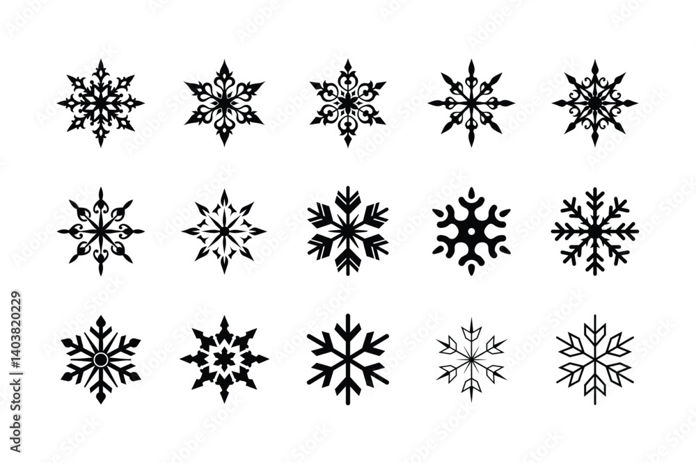Snowflake silhouette vector bundle illustration Snowflake silhouette vector bundle illustration