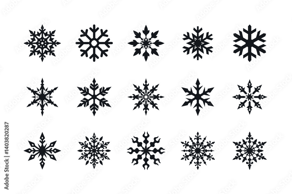 Snowflake silhouette vector bundle illustration Snowflake silhouette vector bundle illustration