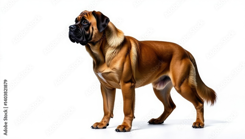 Obraz premium Majestic mastiff, powerful stance, white background, full body, mastiff
