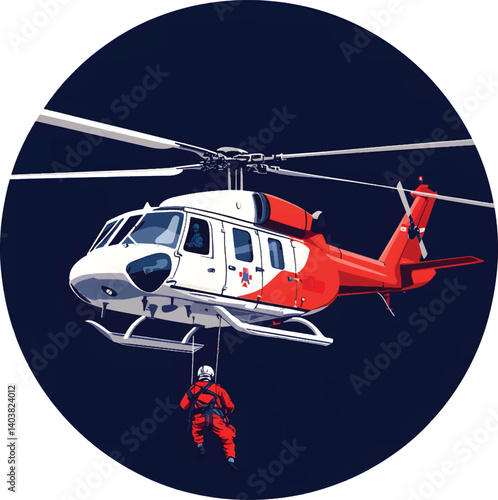 An isolated rescue helicopter on white background, vector, png, t-shirt design