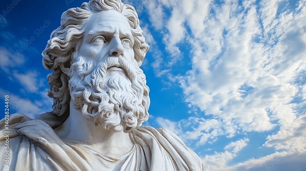 Fototapeta premium Ancient Statue; Cloud; Sky; Portrait