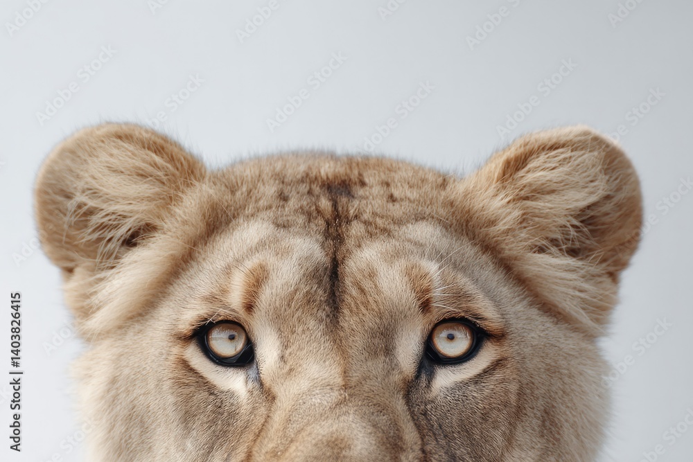 Fototapeta premium captivating gaze of wild animal against stark minimalistic background with ample copy space