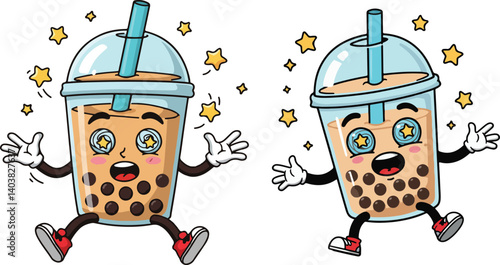 Adorable & Hilarious Boba Cartoon Vector Collection