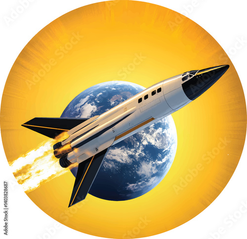 An isolated space plane on white background, vector, png, t-shirt design