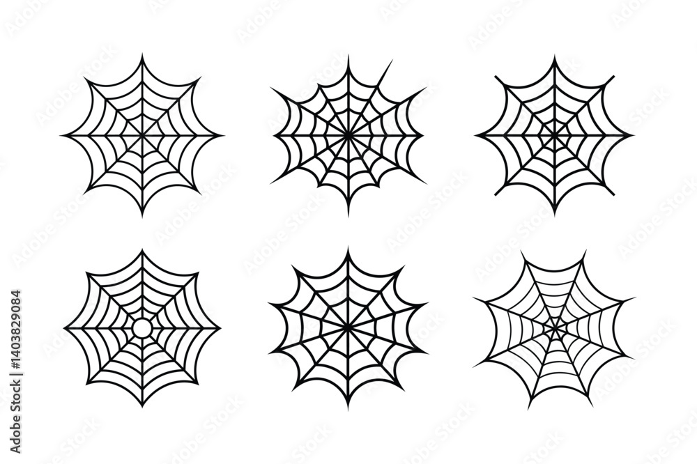 Set of Spider web line art illustration Set of Spider web line art illustration