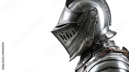 Profile of a medieval knight in armor. transparent background