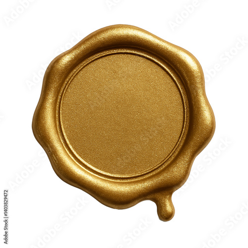 gold  wax seal with clipping path isolated on white background