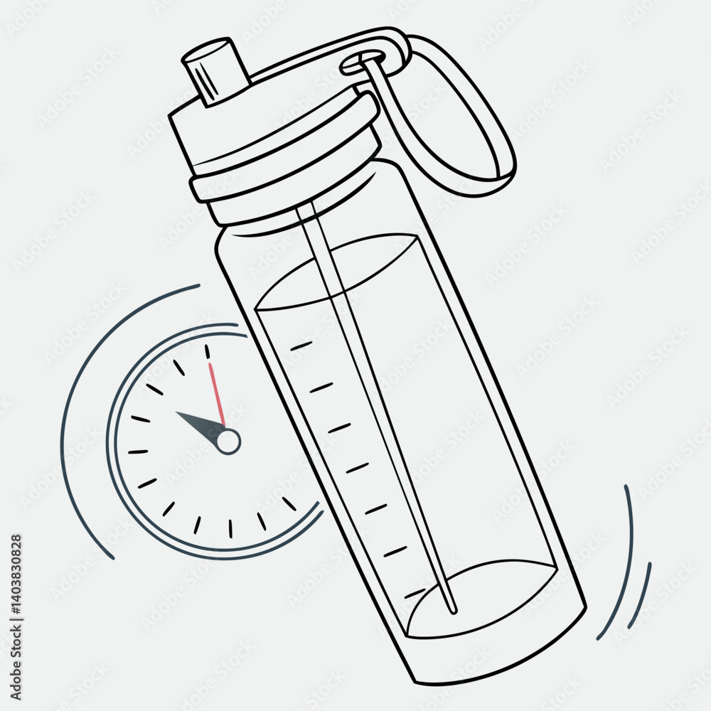 Water bottle icon with a hydration progress gauge Water bottle icon with a hydration progress gauge
